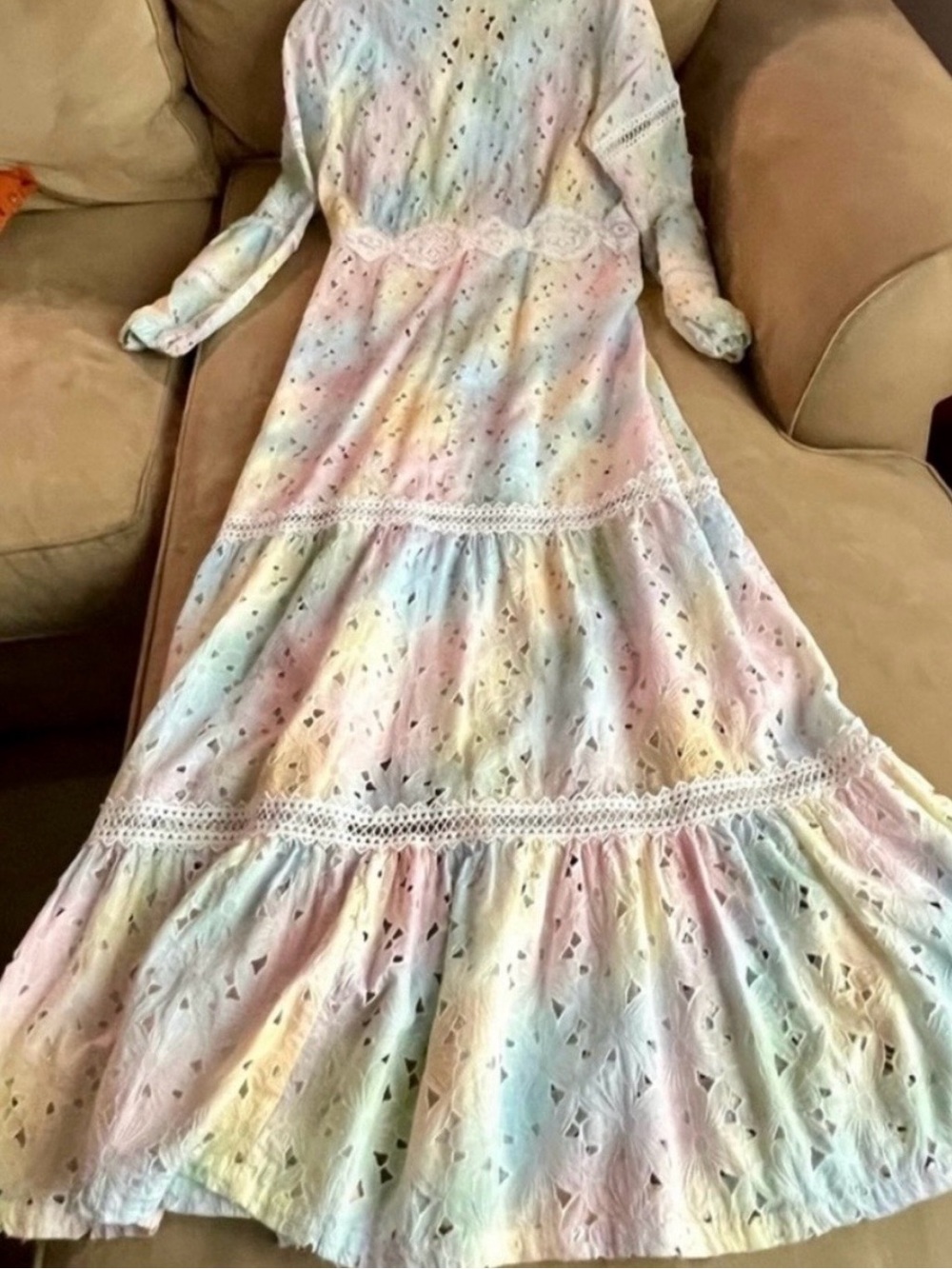 Temptation, Positano Tie-Dye Eyelet and Lace Maxi Dress - Picture 12 of 13